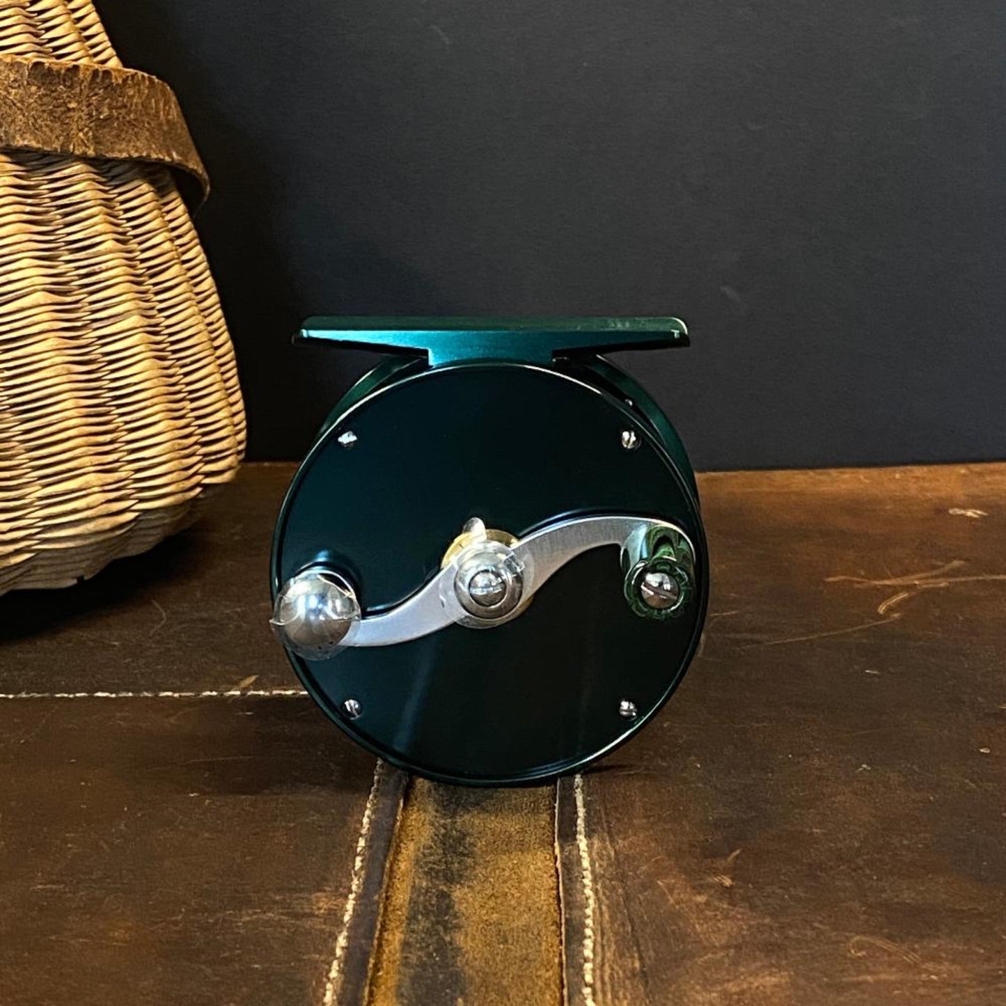 Nikko Leaf Small Trout handcrafted fly reel with premium green foot and silver foot option